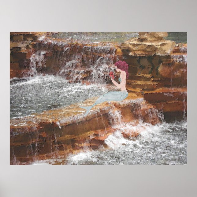 Mermaid at the Waterfall Poster (Front)