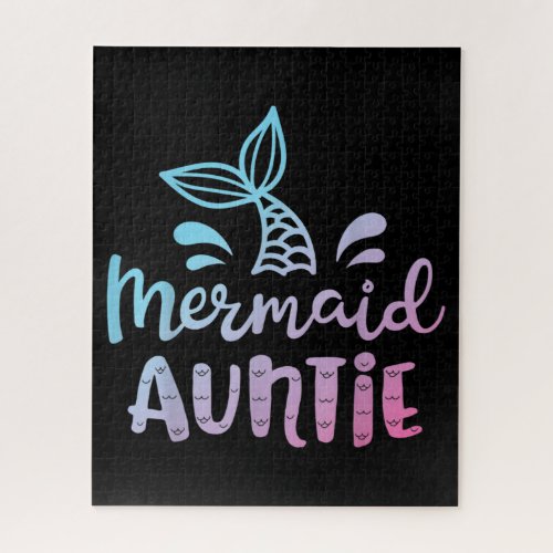 Mermaid Auntie Funny Aunt Family Matching Birthday Jigsaw Puzzle