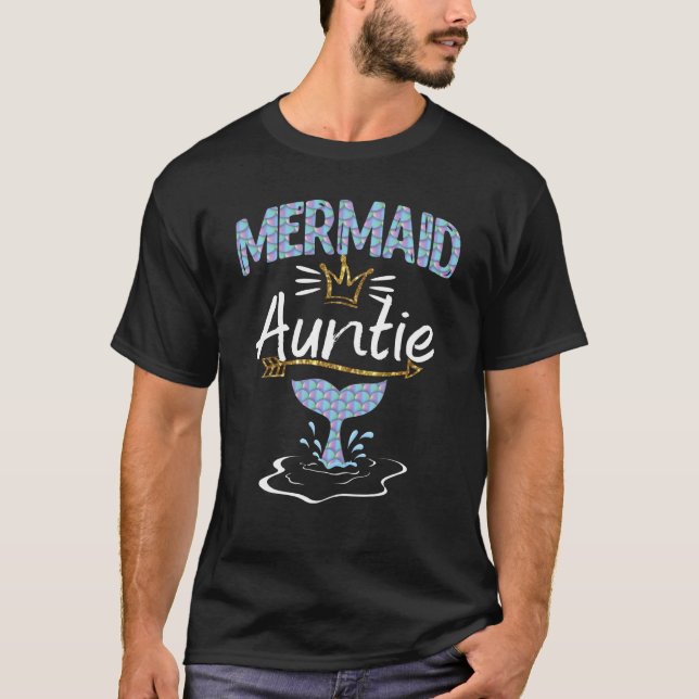 Mermaid Auntie Funny Aunt Women Family Matching B  T-Shirt (Front)