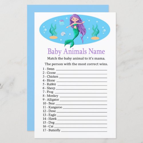 Mermaid Baby Animals Name Game