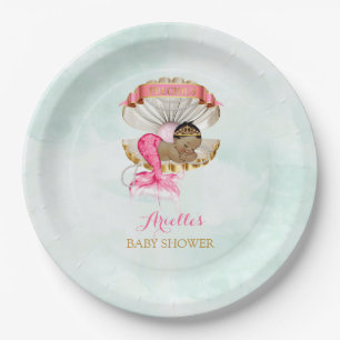 Mermaid Baby Clam Shell Tiara African American Paper Plates