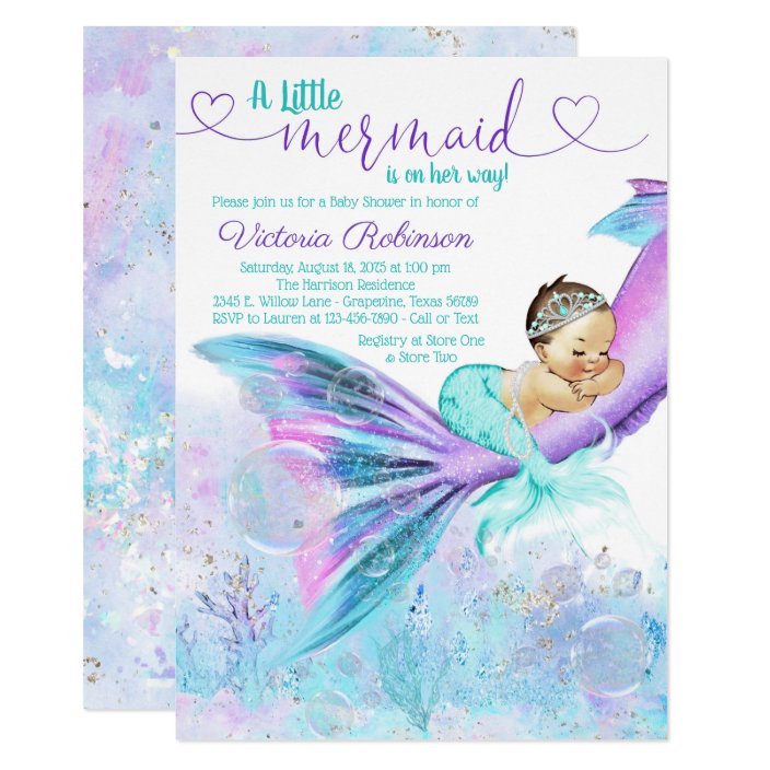 mermaid baby girl baby shower invitation  zazzle