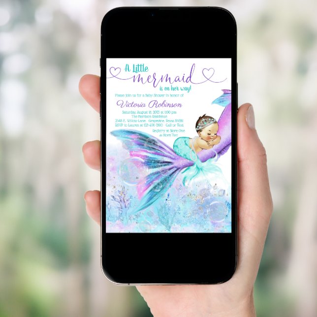 Mermaid Baby Girl Baby Shower Invitation (Front Digital)