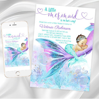 Mermaid Baby Girl Baby Shower Invitation