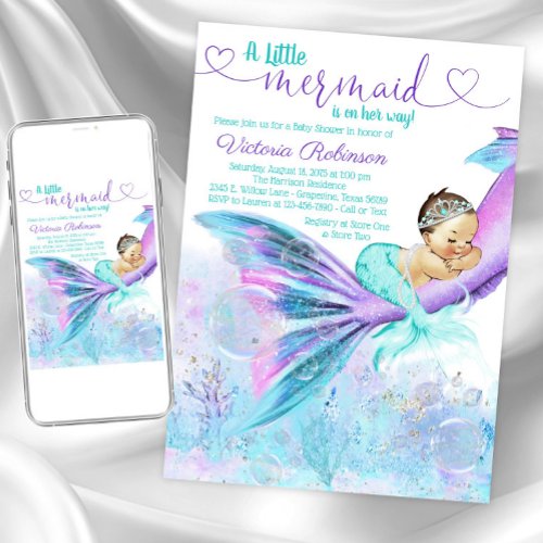 Mermaid Baby Girl Baby Shower Invitation