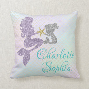 Mermaid Baby Girl Nursery Throw Pillow