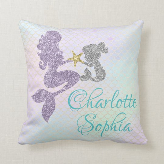 Boho Mermaids Floral Nursery Pillow