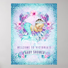 Mermaid Baby Girl Shower Welcome Signs