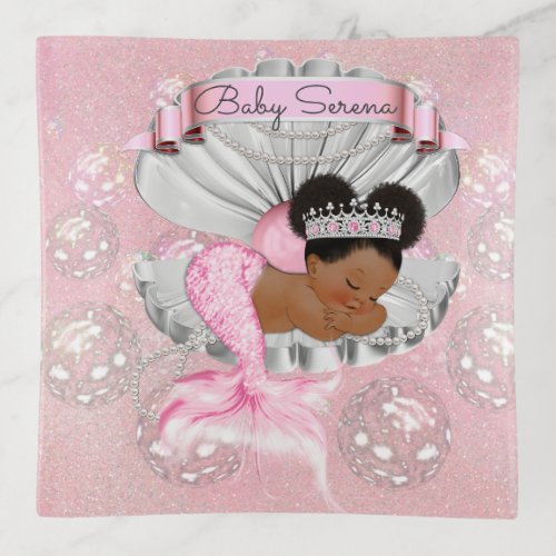 Mermaid Baby Pink Shell Pearls Ethnic Trinket Tray