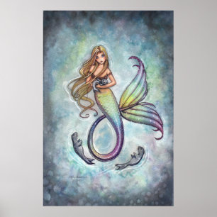 Mermaid Baby Seals Poster Print by M. Harrison