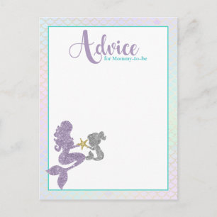 Mermaid Baby Shower Advice for Mom Cards