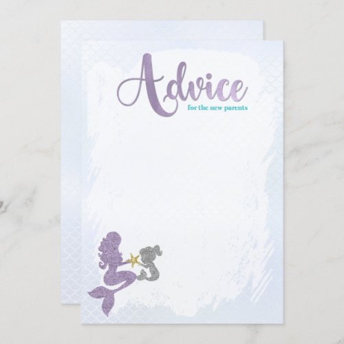 Mermaid Baby Shower Advice for the parents Cards