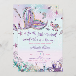 Mermaid Baby Shower Baby Girl Invitation