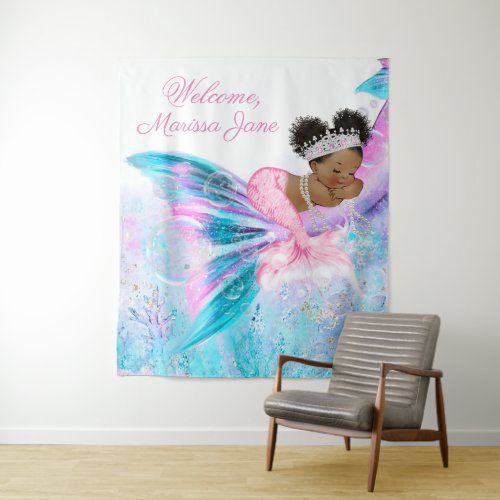 Mermaid Baby Shower Backdrop Afro Mermaid Banner