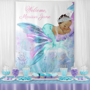 Mermaid Baby Shower Backdrop Ethnic Mermaid