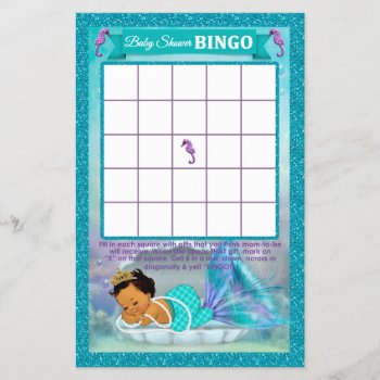 Mermaid Baby Shower Bingo Game Card #136 by PartyStoreGalore at Zazzle