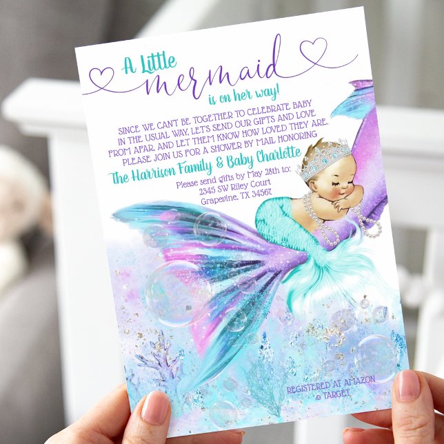 Mermaid Baby Shower by Mail Invitation