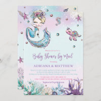 Mermaid Baby Shower by Mail Long Distance Virtual Invitation