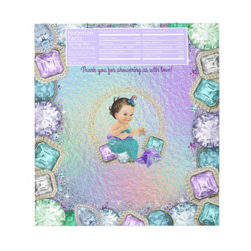 Mermaid Baby Shower Candy Bar Wrapper Notepad
