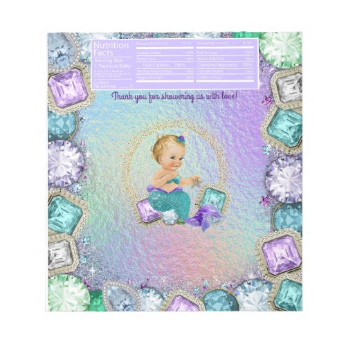 Mermaid Baby Shower Candy Bar Wrapper Notepad