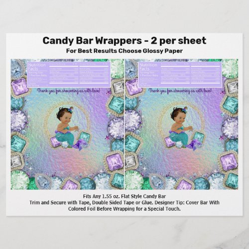 Mermaid Baby Shower Candy Bar Wrappers