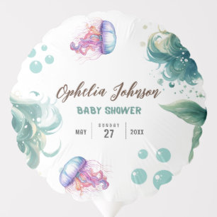 Mermaid Baby Shower Colorful Jellyfish Watercolor Balloon