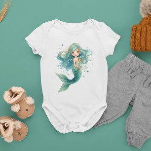 Mermaid Baby Shower Colorful Jellyfish Watercolor Bodysuit