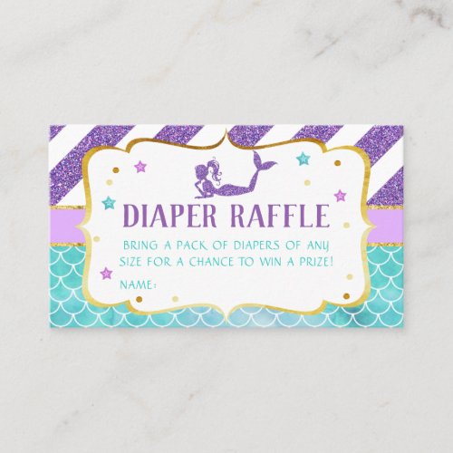 Mermaid Baby Shower Diaper Raffle Business Card