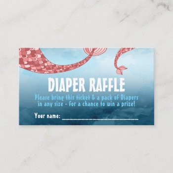 Mermaid Baby Shower Diaper Raffle Card by NellysPrint at Zazzle