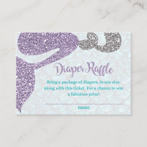 Mermaid Baby Shower Diaper Raffle insert cards