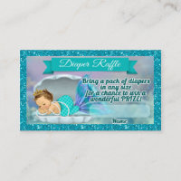 Mermaid Baby Shower Diaper Raffle Tickets #130 Enclosure Card