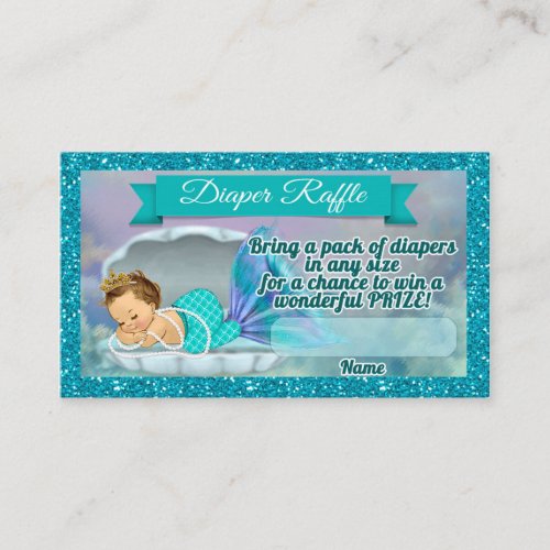 Mermaid Baby Shower Diaper Raffle Tickets 130 Enclosure Card