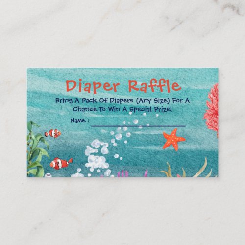 Mermaid Baby Shower Diaper Raffle Under the Sea Enclosure Card