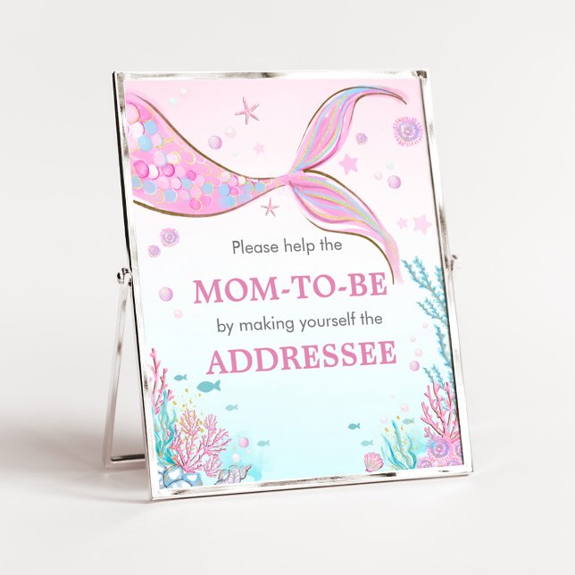 Mermaid Baby Shower Envelope Station Sign (Under the Sea Baby Shower Envelope Station Sign)