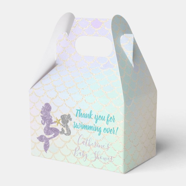 Mermaid Baby Shower Favor Box (Front Side)
