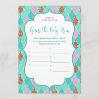 Mermaid Baby Shower Game 5x7 Invitation