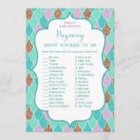 Mermaid Baby Shower Game w answer Invitation