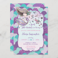 Mermaid Baby Shower Girl Under the Sea Purple Invitation