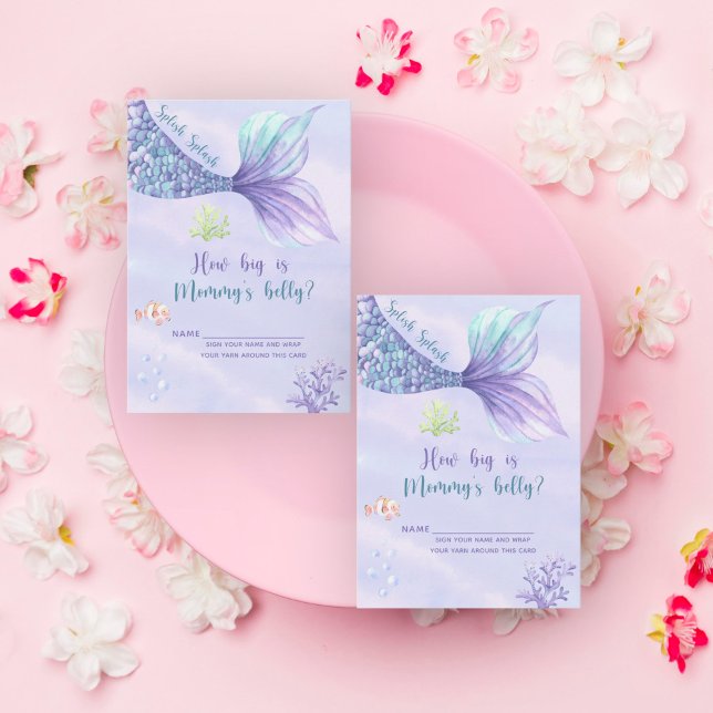 Mermaid baby shower How big is mommy's belly Enclosure Card (Creator Uploaded)