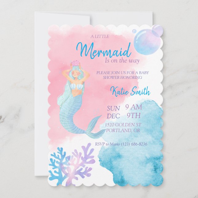 Mermaid Baby Shower Invitation (Front)