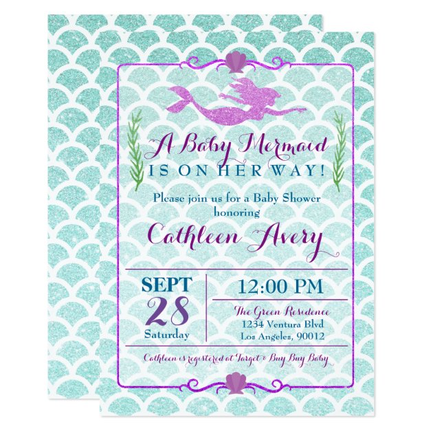 Mermaid Baby Shower Invitation