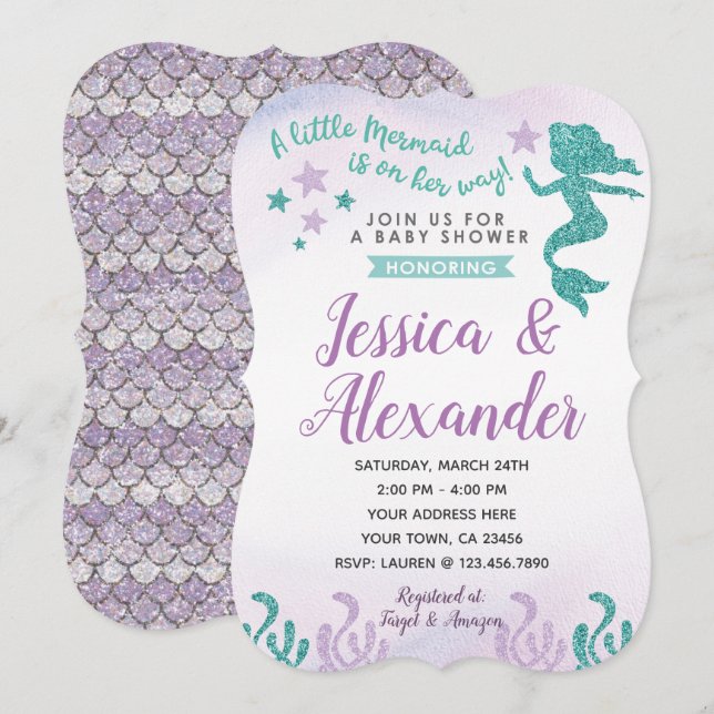 Mermaid Baby Shower Invitation (Front/Back)