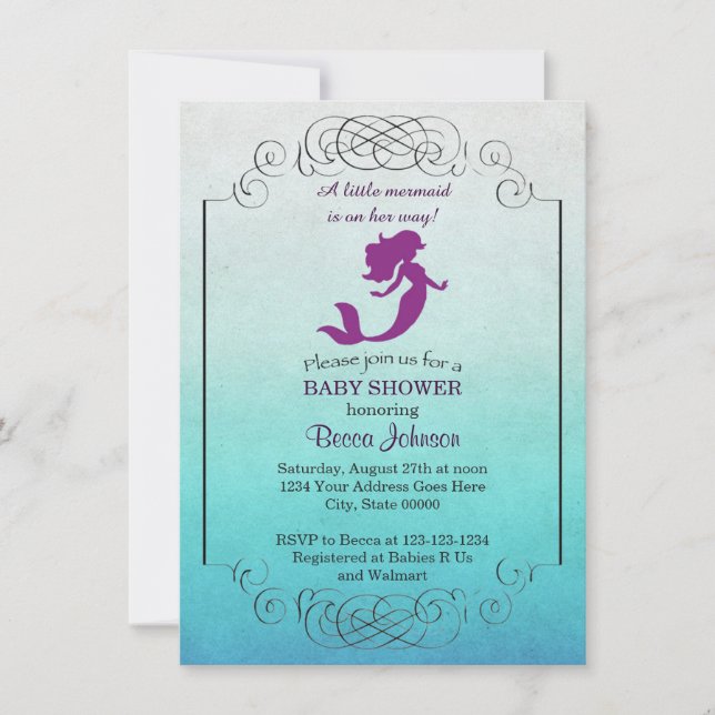 Mermaid Baby Shower Invitation (Front)