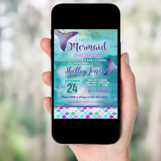 Mermaid Baby Shower Invitation (Front Digital)