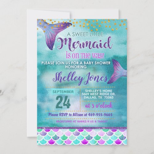 Mermaid Baby Shower Invitation