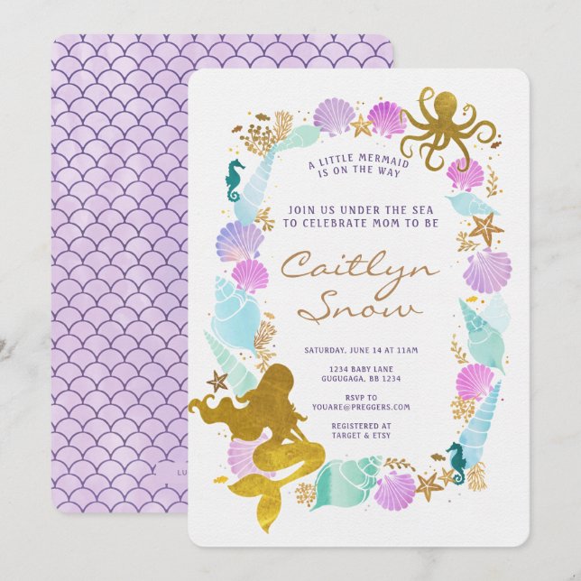 Mermaid Baby Shower Invitation (Front/Back)