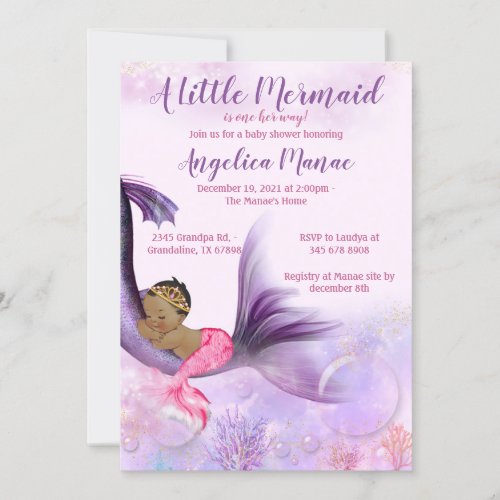 Mermaid baby shower invitation baby girl