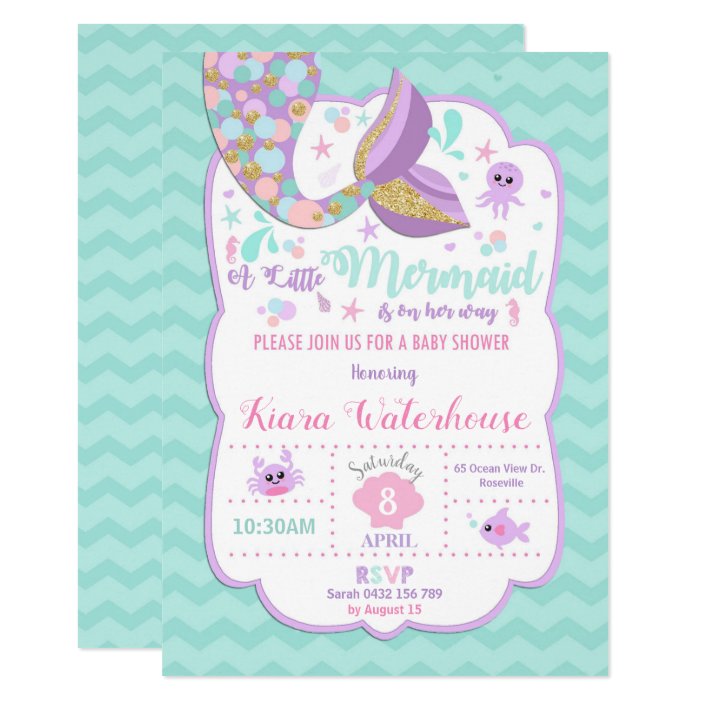 baby shower invitations girl mermaid