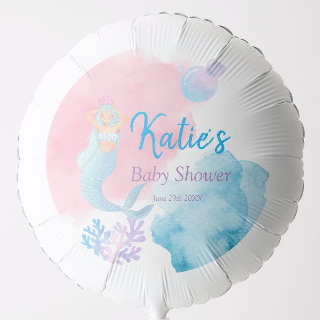 Mermaid Baby Shower Invitation Balloon (Front)
