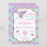 Mermaid Baby Shower Invitation Card Girl